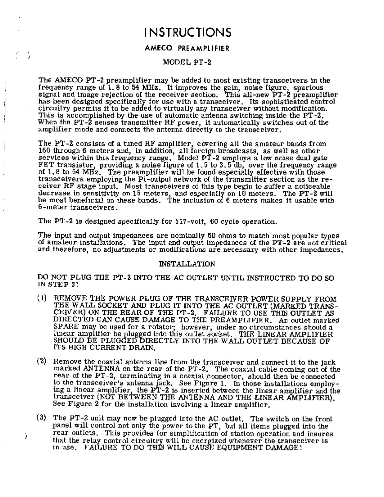 AMECO PT - 2 Operator Manual (PAGE 1)