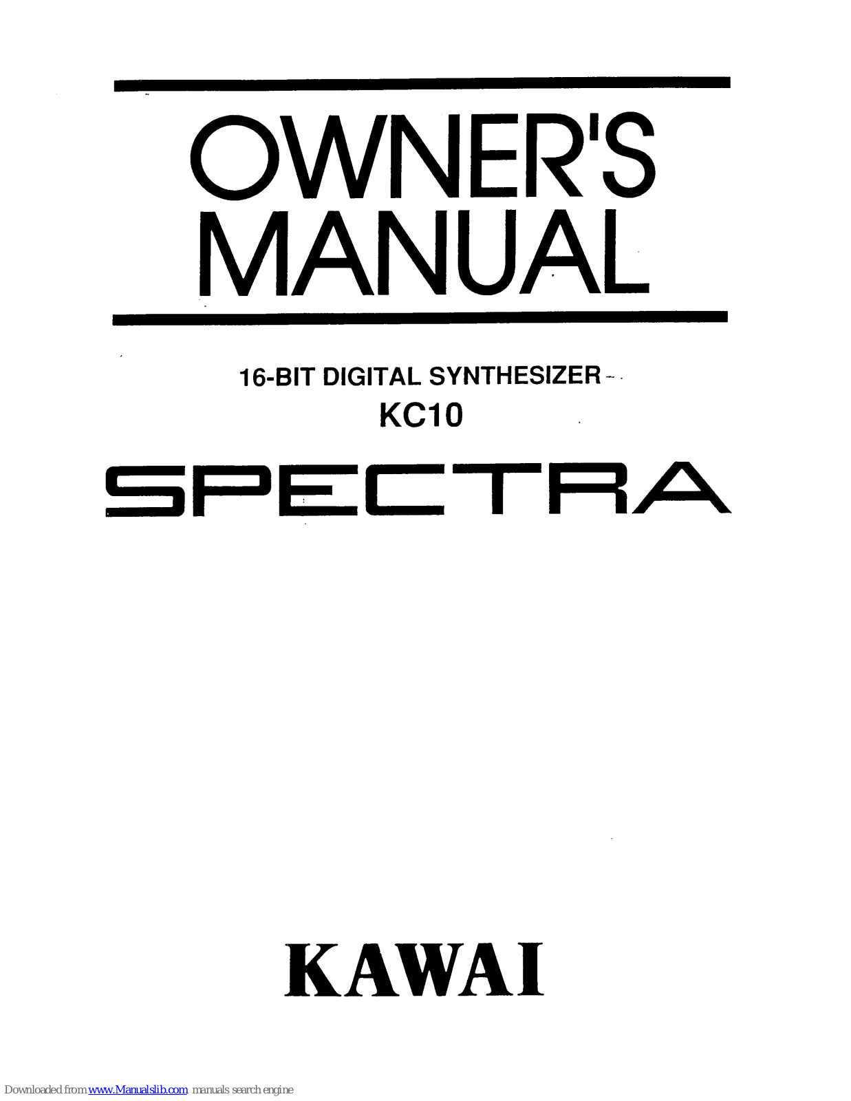 Kawai Spectra KC10 Owner's Manual