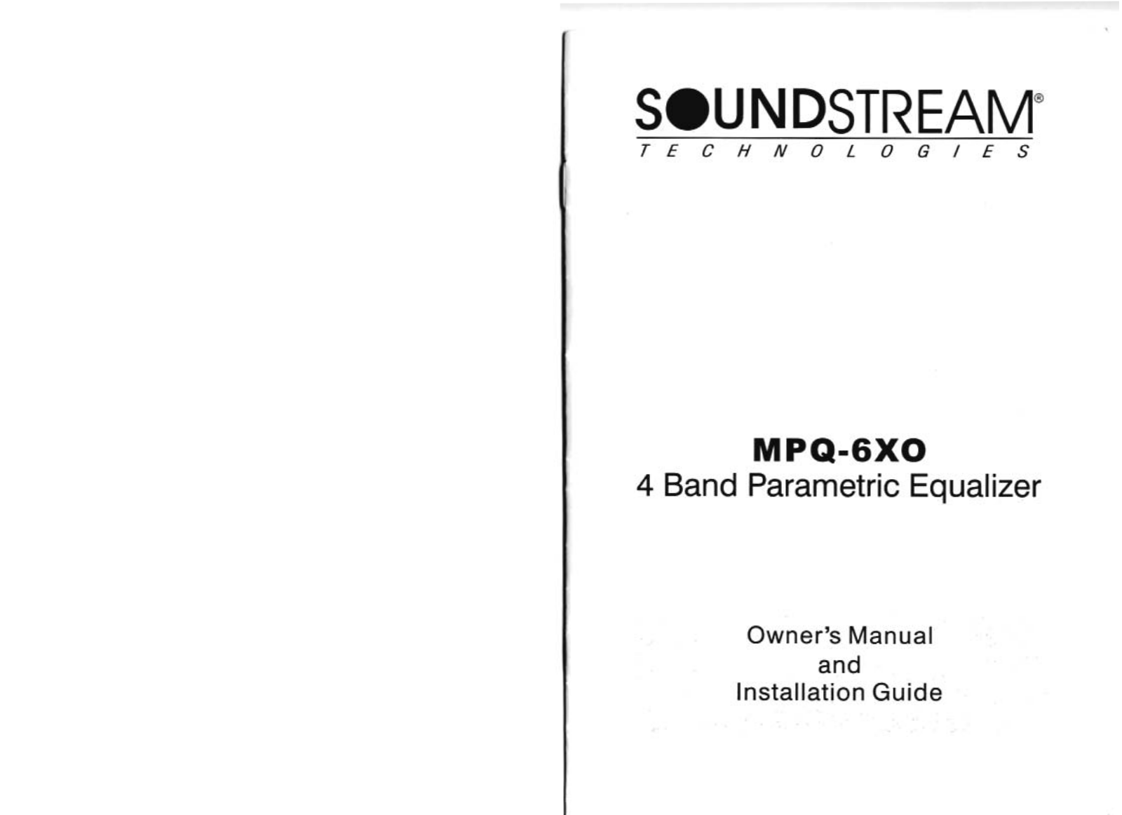 Soundstream MPQ-7XO Owner's Manual