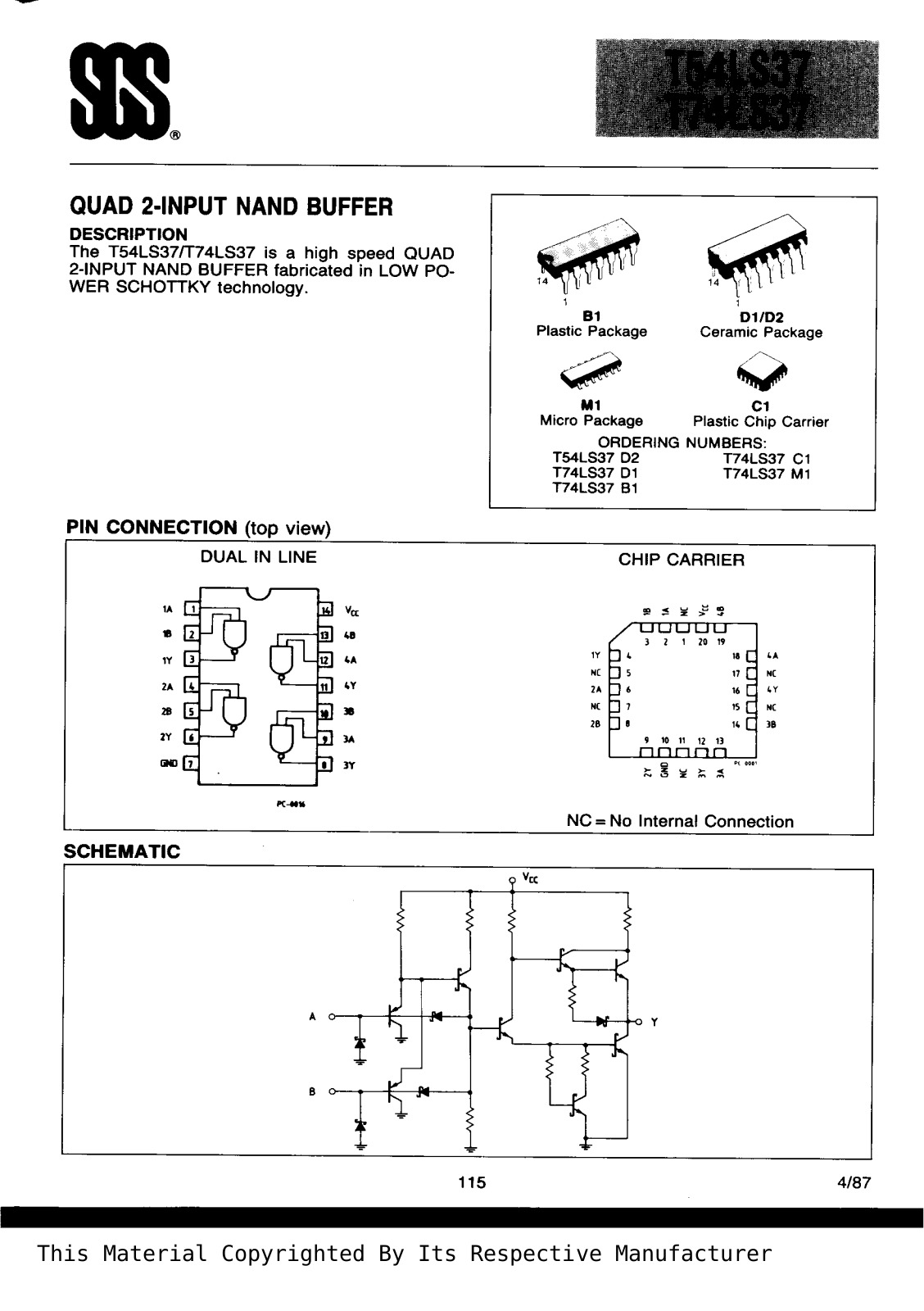 Datasheet T74LS37B1 Specification - ManualMachine.com