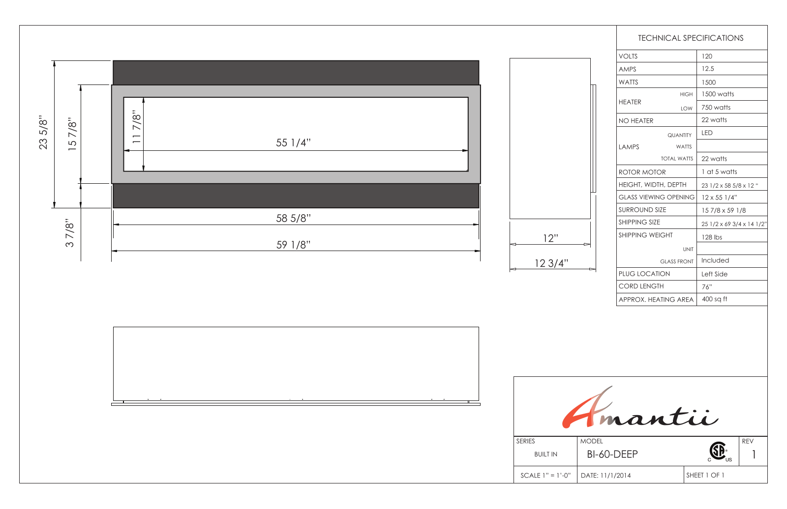 Amantii BI60DEEPOD Specifications