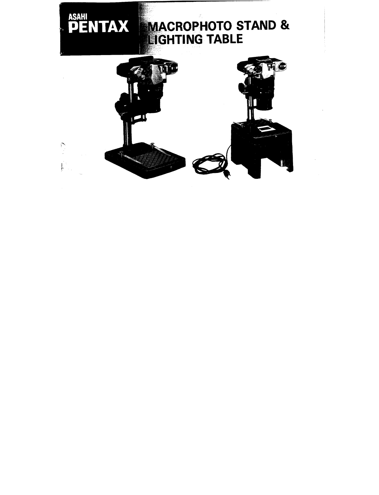 Pentax MACROPHOTO STAND & LIGHTING TABLE Operating Manual