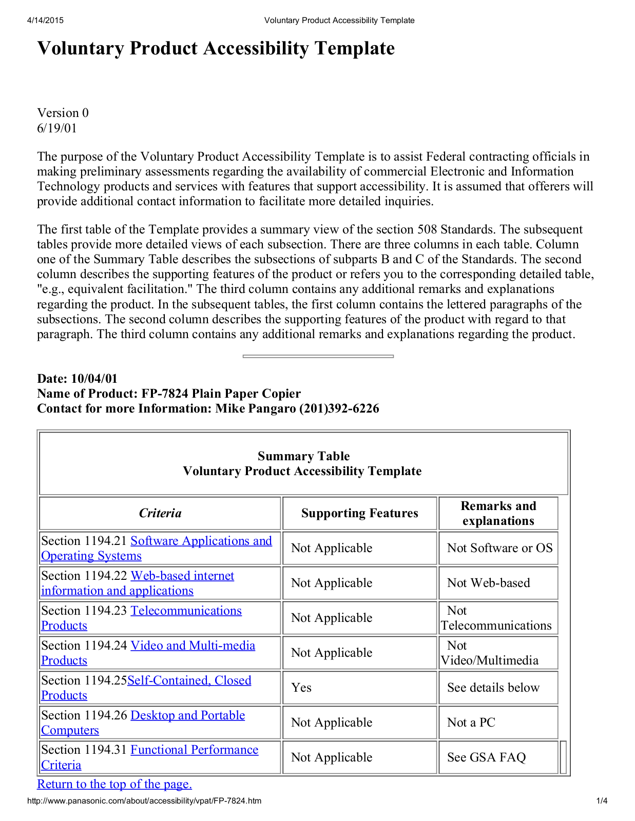 Panasonic FP-7824 Instruction Manual