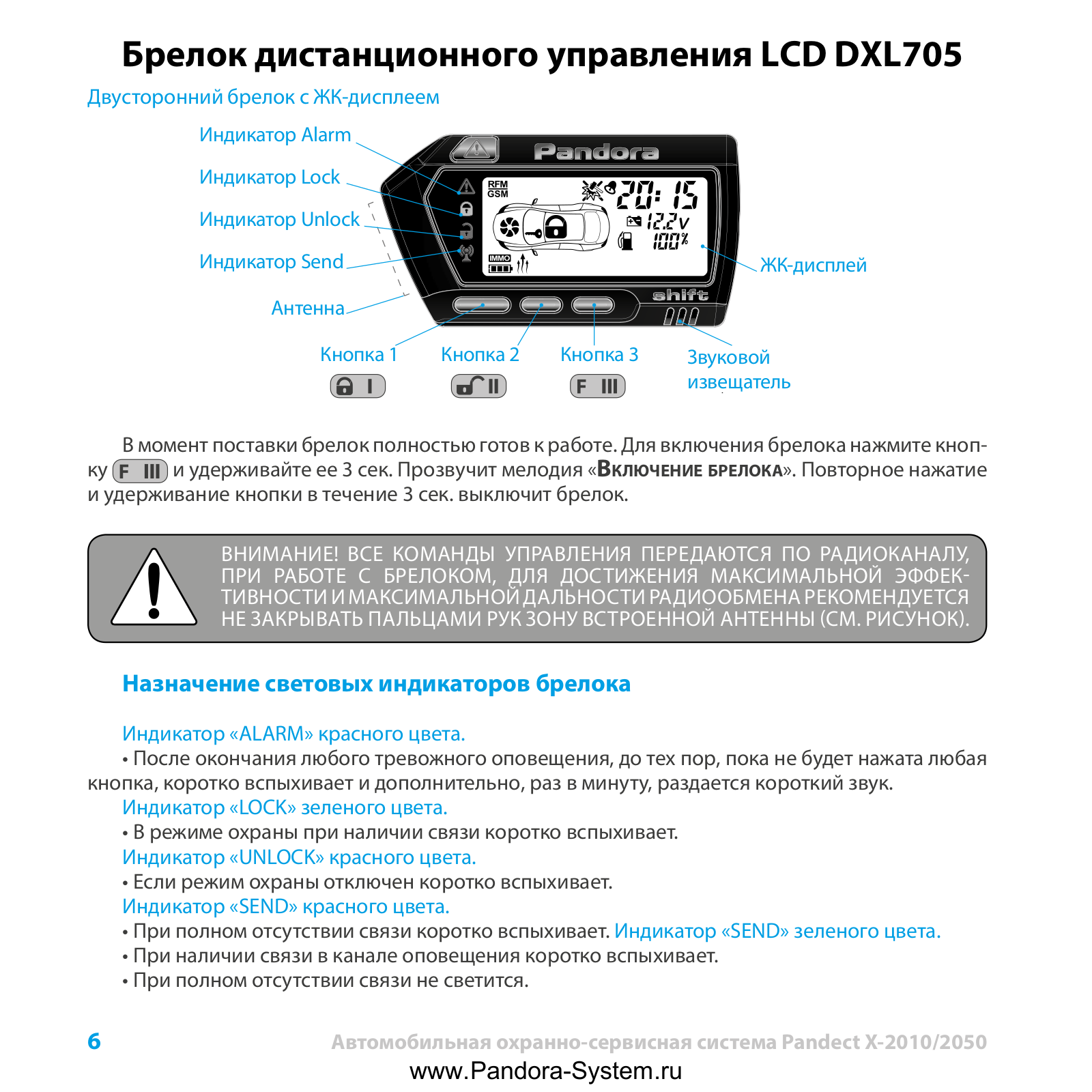 Pandora DXL-705 User Manual