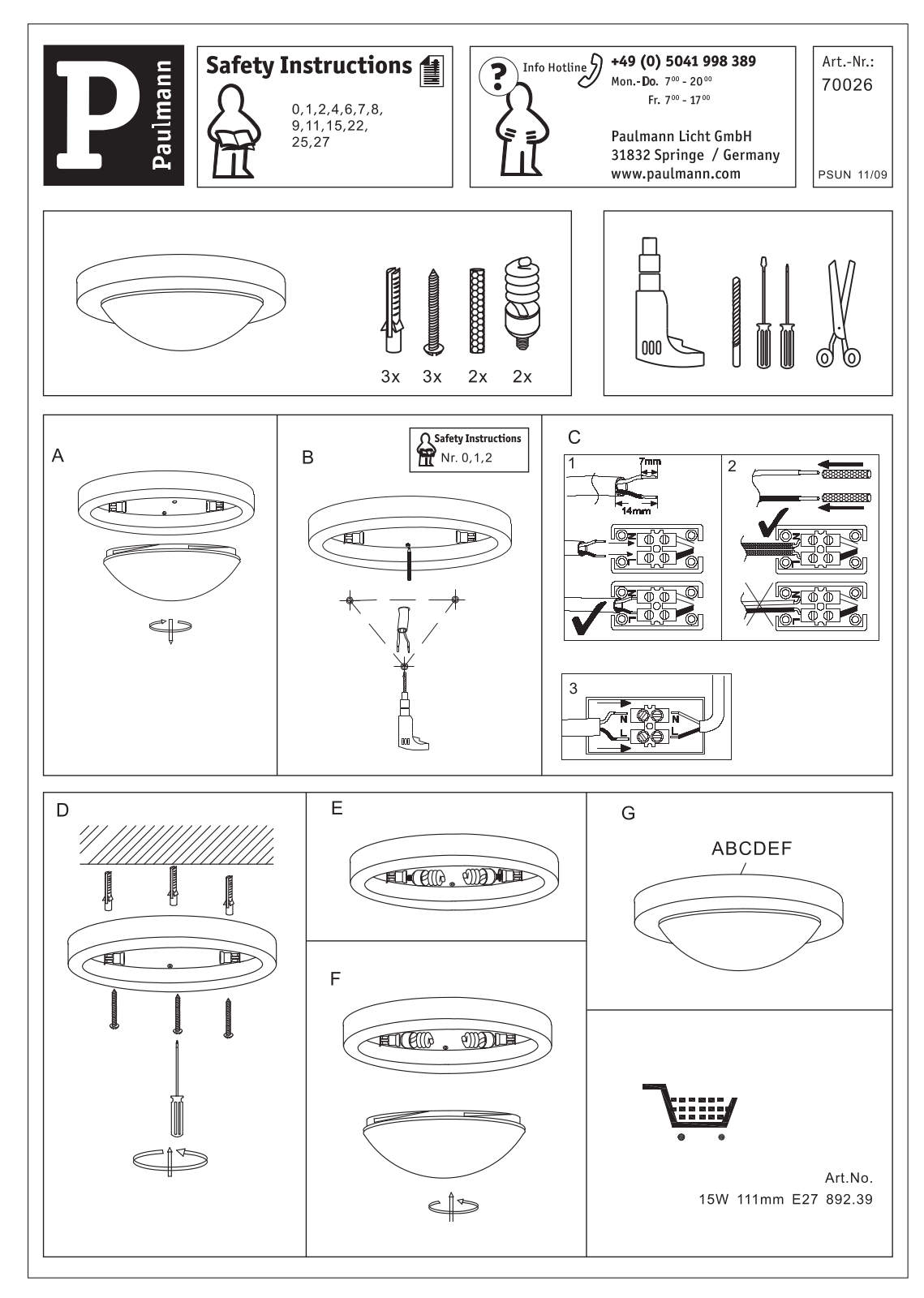 Paulmann 70026 Safety instructions - ManualMachine.com