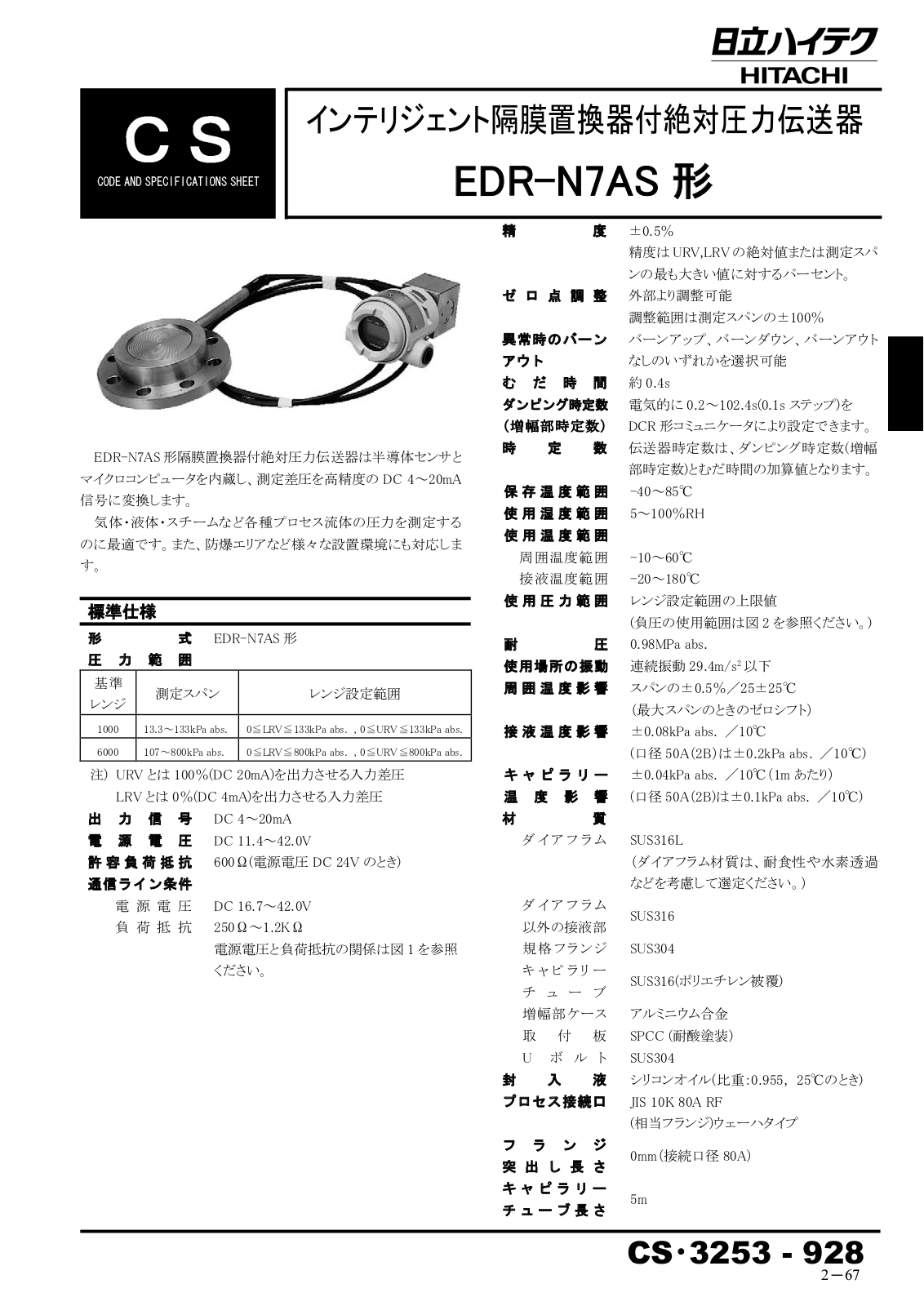 HITACHI EDR-N7AS User Manual