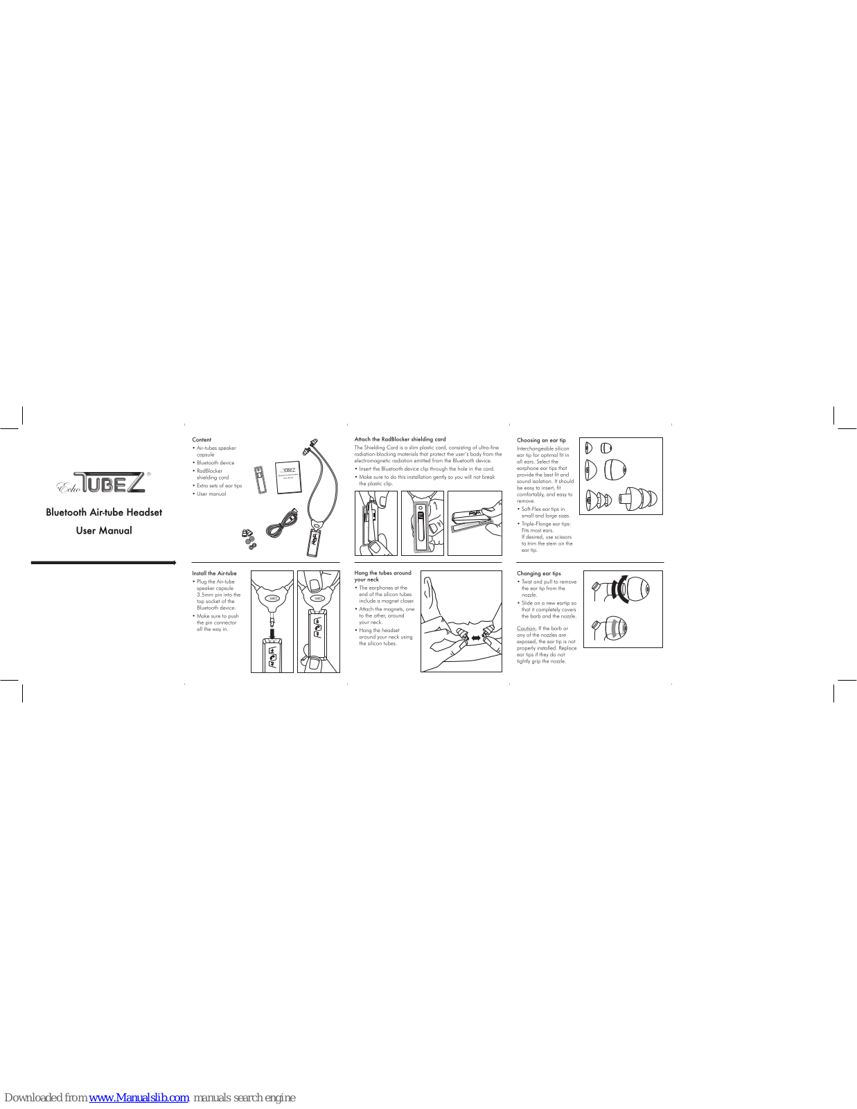 tubez Bluetooth Air-tube headset User Manual