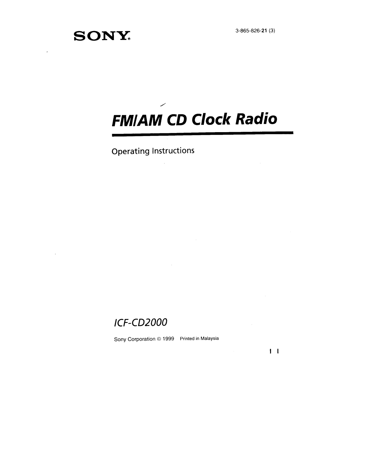 Sony ICF-CD2000 Operating Instruction