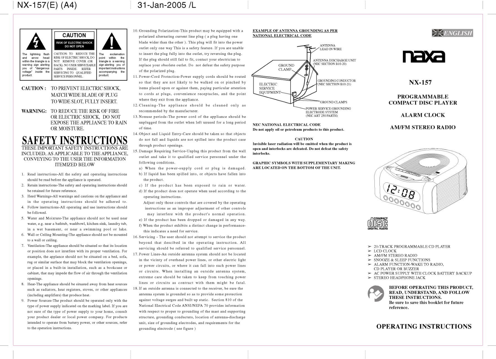 Naxa NX-157 User Manual