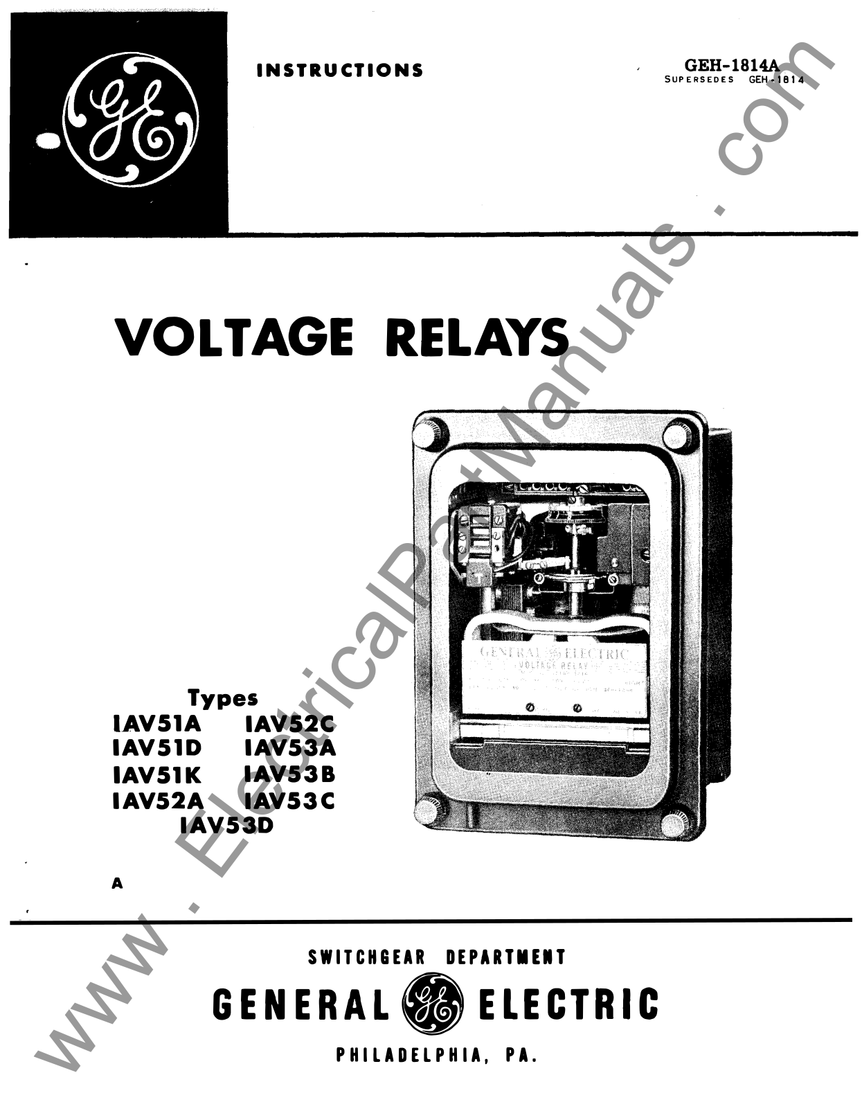 GE IAV51A, IAV52C, IAV53B, IAV52A, IAV53C Instructions Manual