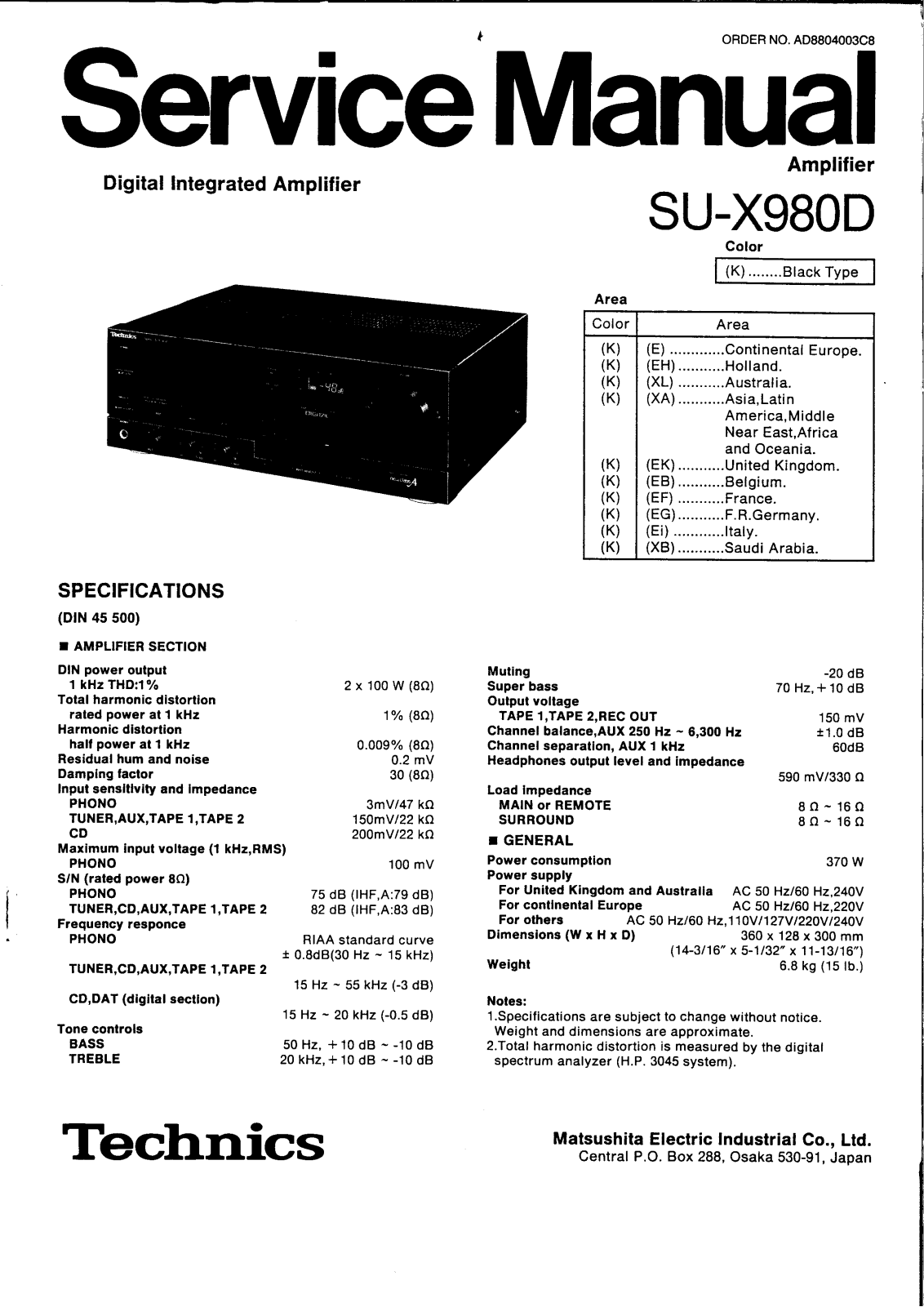 Technics SUX-980-D Service manual