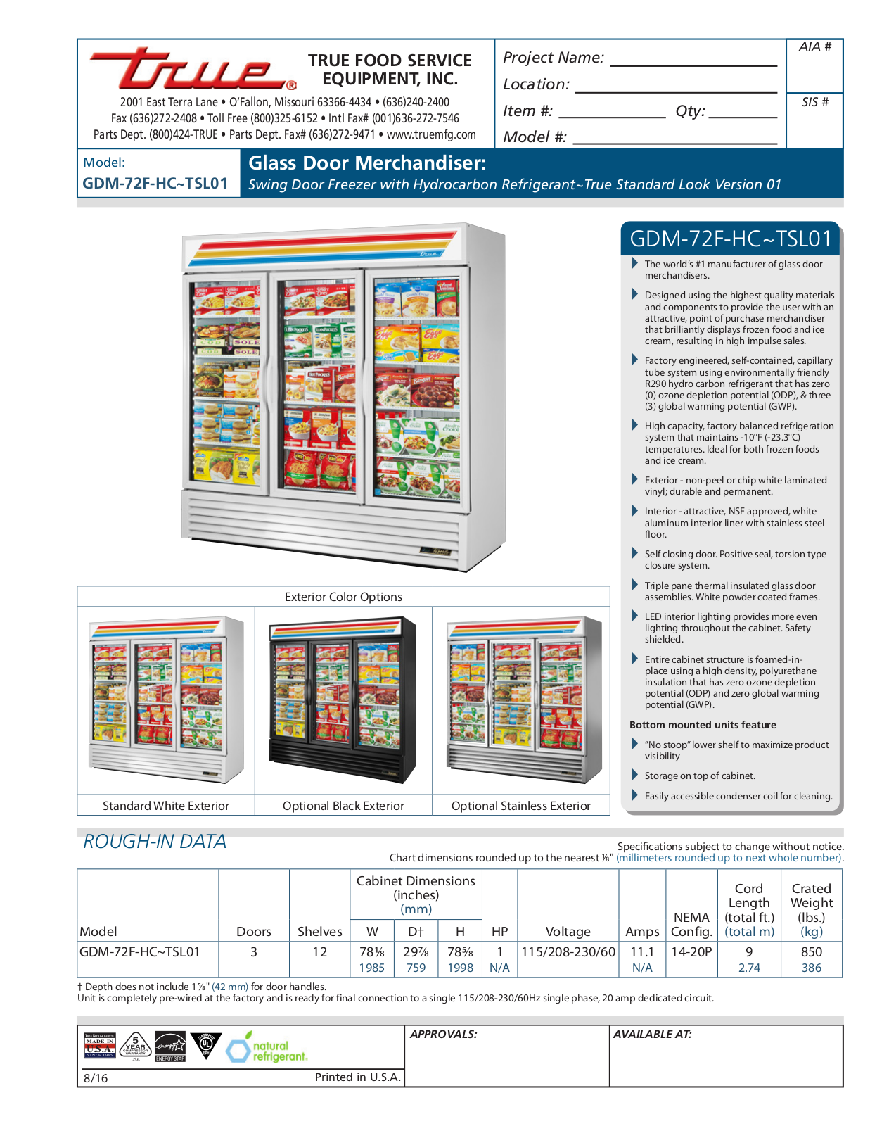 True GDM-72F-HC~TSL01 User Manual