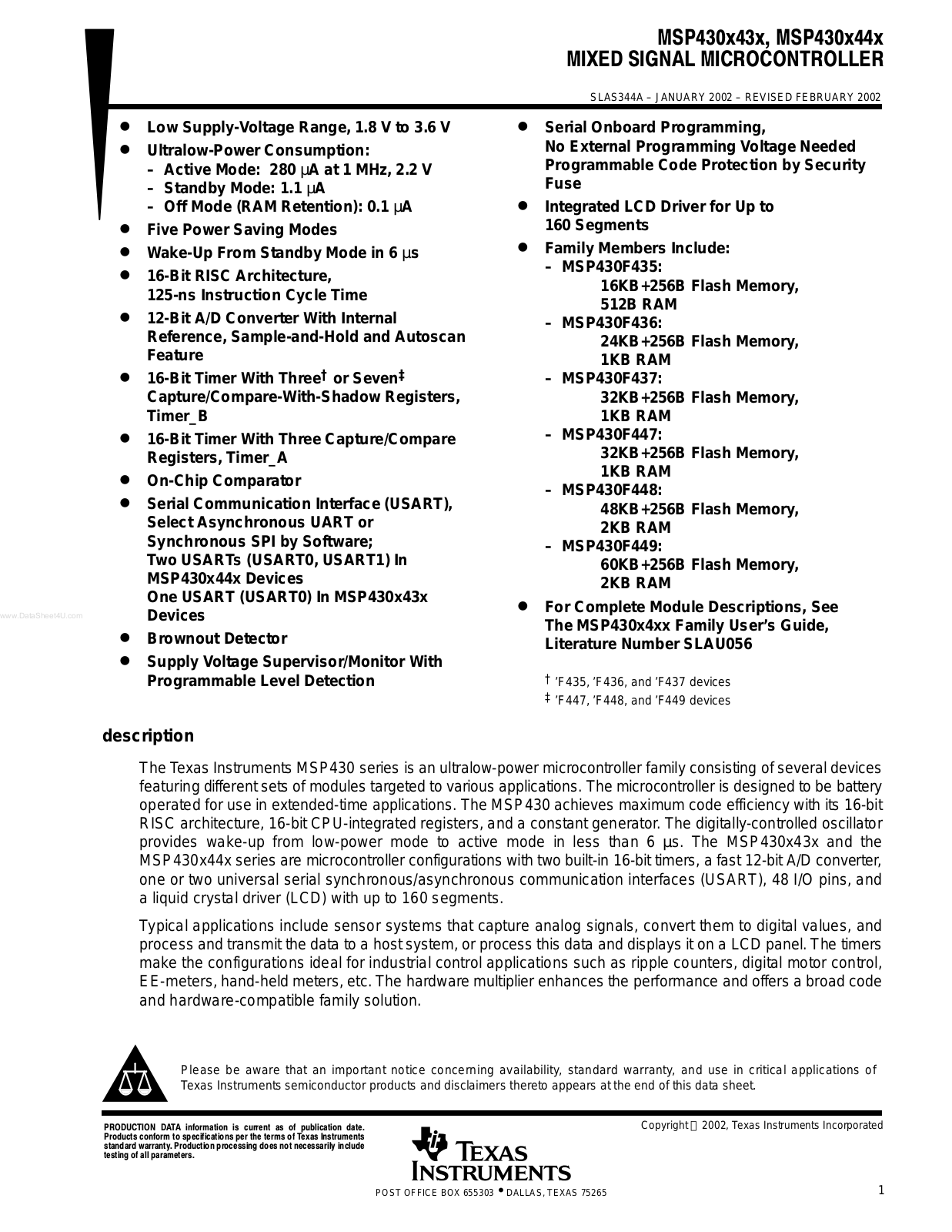 Texas Instruments MSP 430 F 447 INSTALLATION INSTRUCTIONS