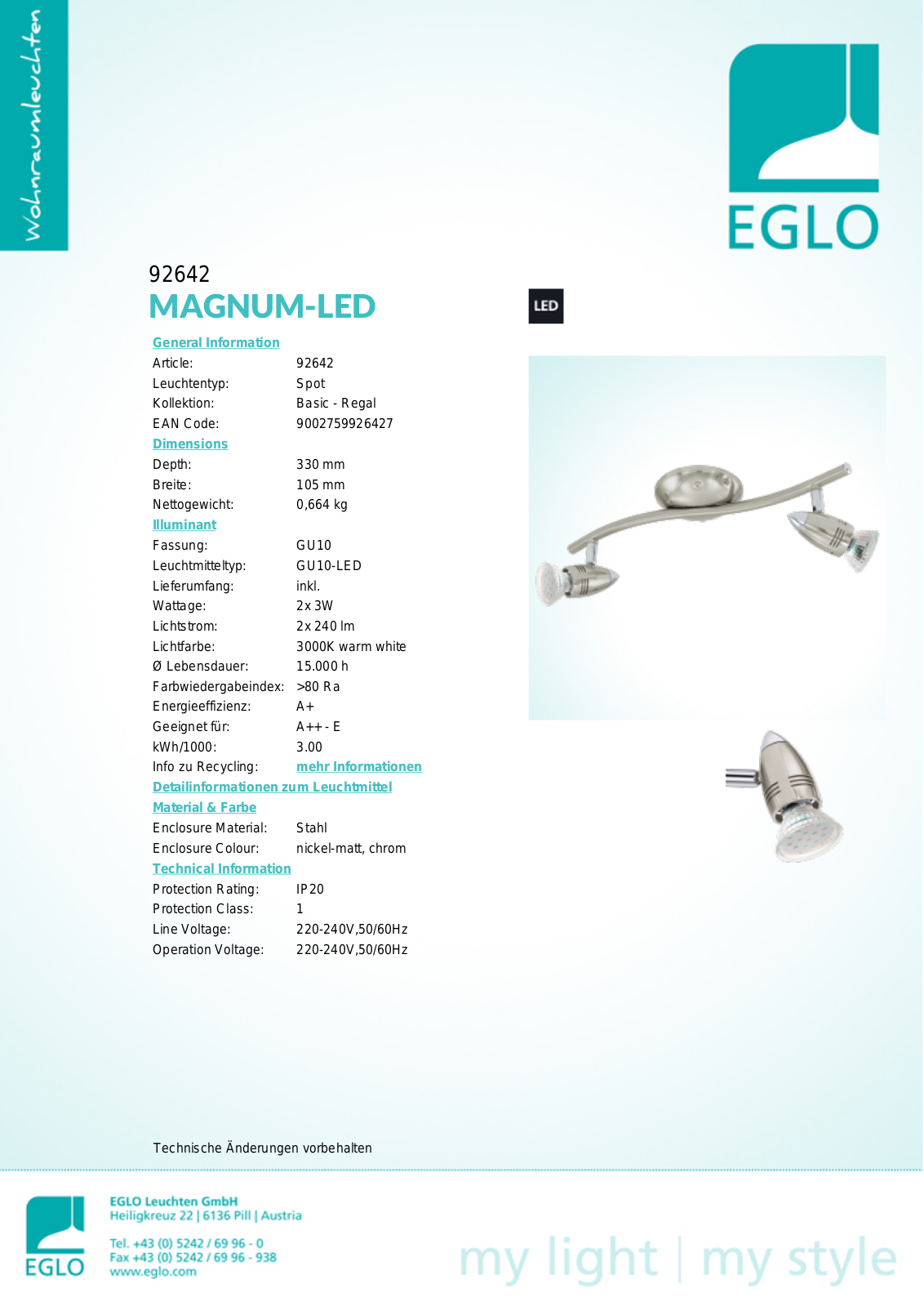 Eglo 92642 Service Manual