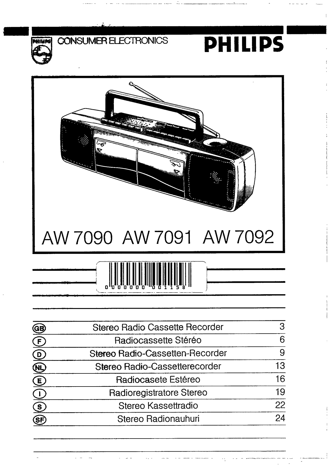 Philips AW7092, AW7091, AW7090 User Manual