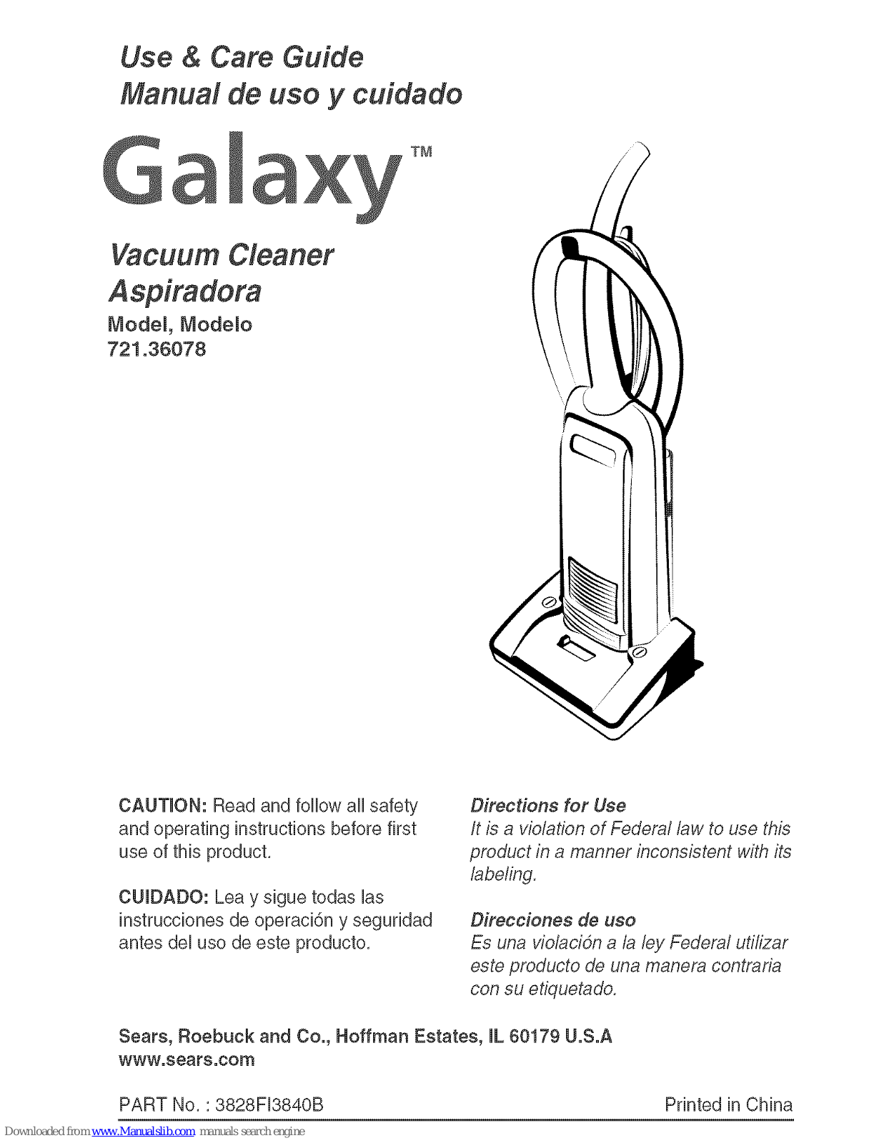Kenmore Galaxy 721.36078 Use & Care Manual - ManualMachine.com