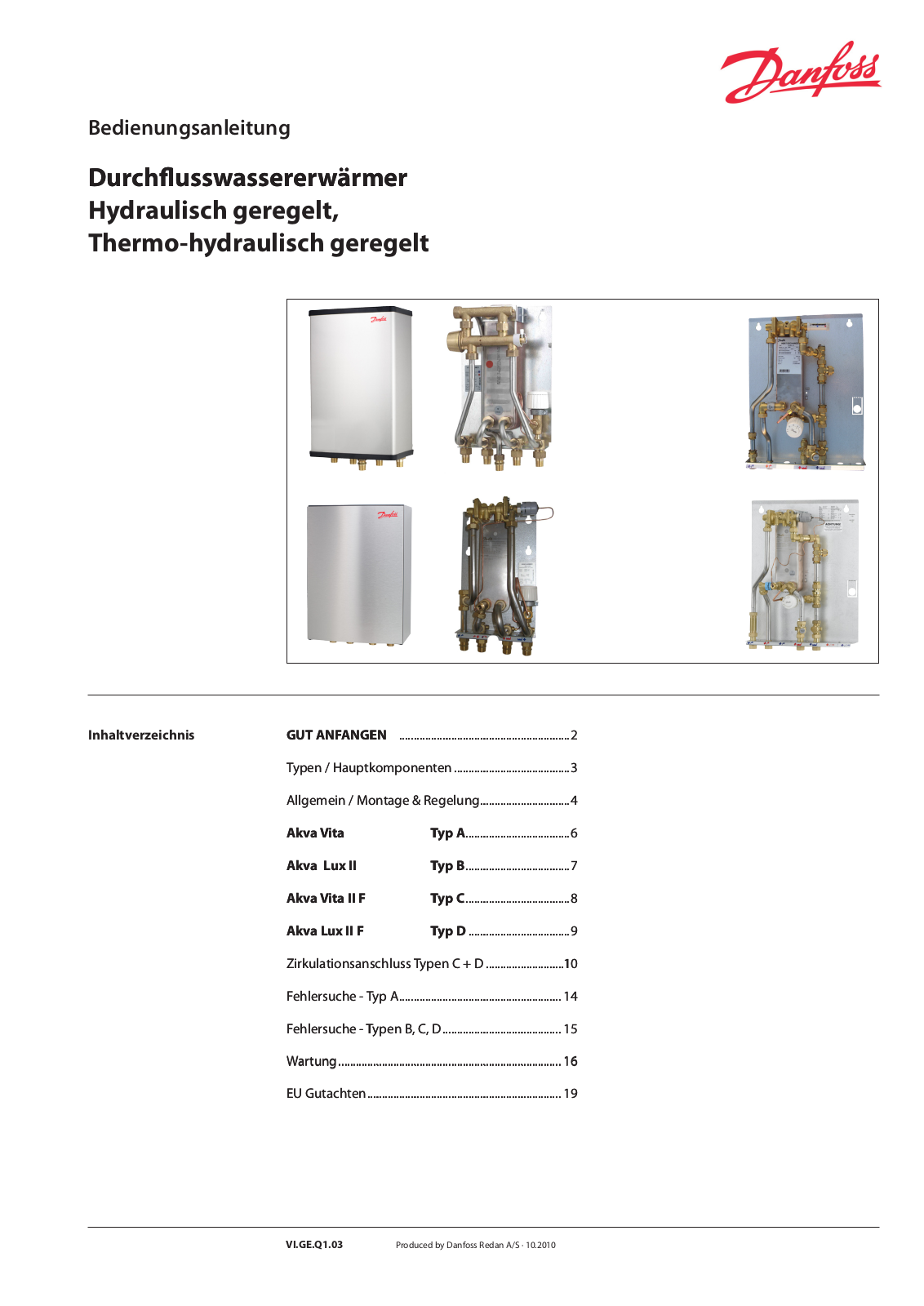 Danfoss Akva Vita S-F Operating guide