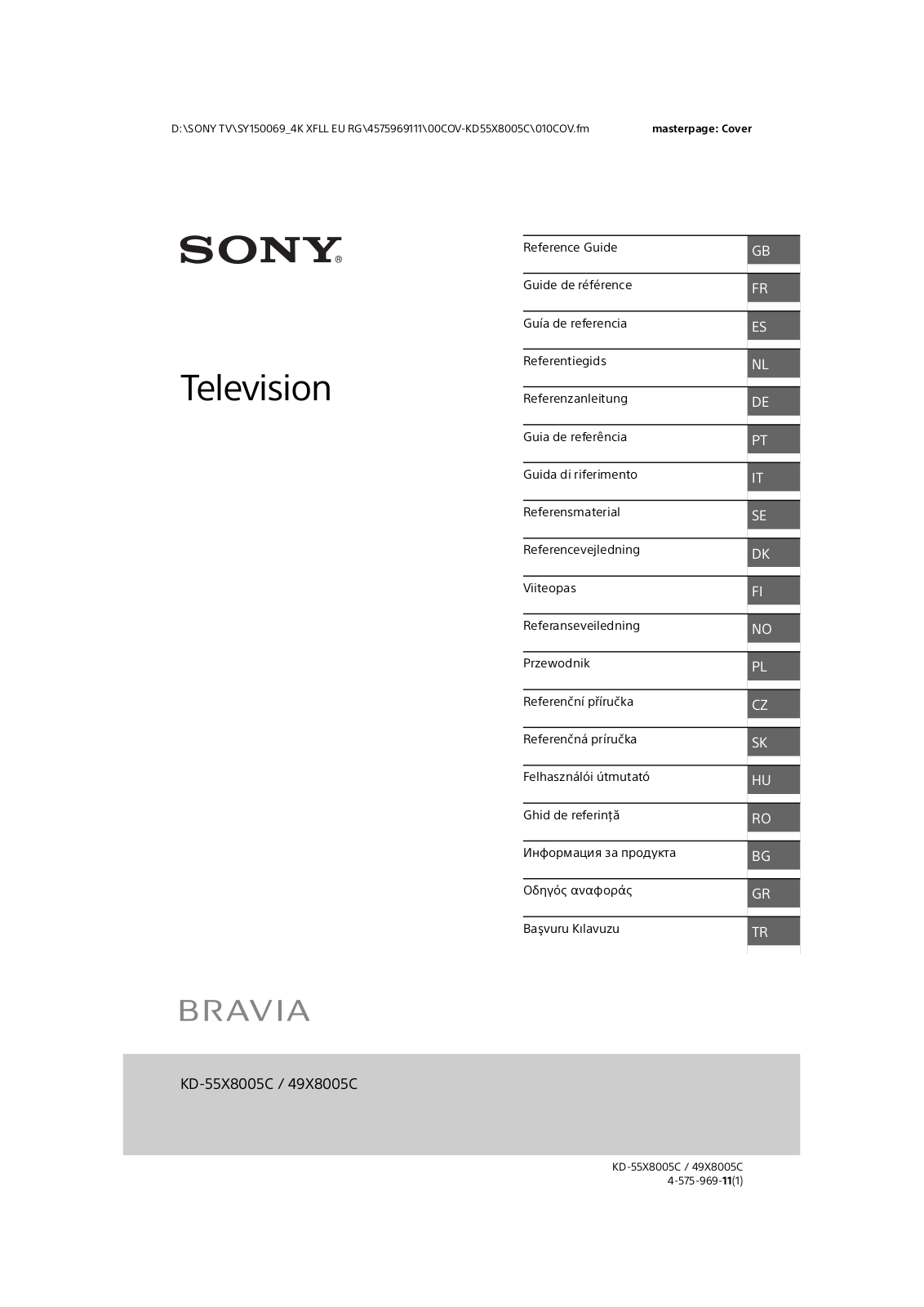 Sony KD-55X8005C, KD-49X8005C User Manual