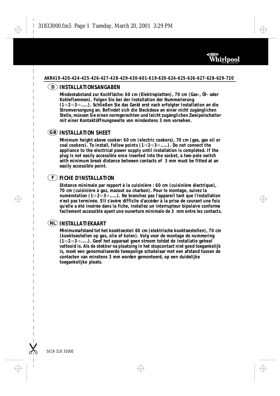 Whirlpool AKR 420 ME, AKR 420 AV, AKR 428 WH, AKR 429 IX, AKR 424 NB INSTRUCTION FOR USE