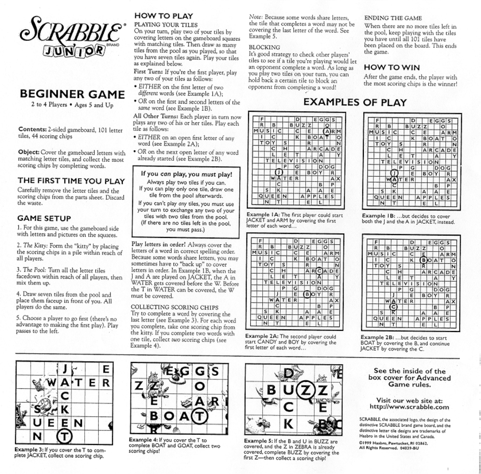 HASBRO Scrabble Junior User Manual