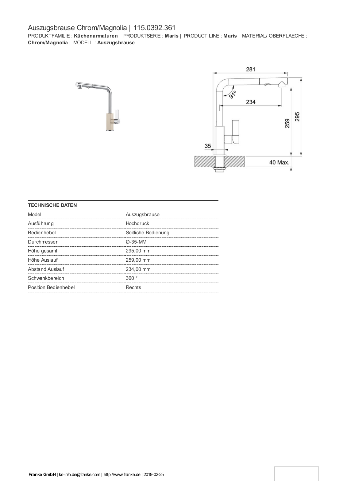 Franke 115.0392.361 Service Manual