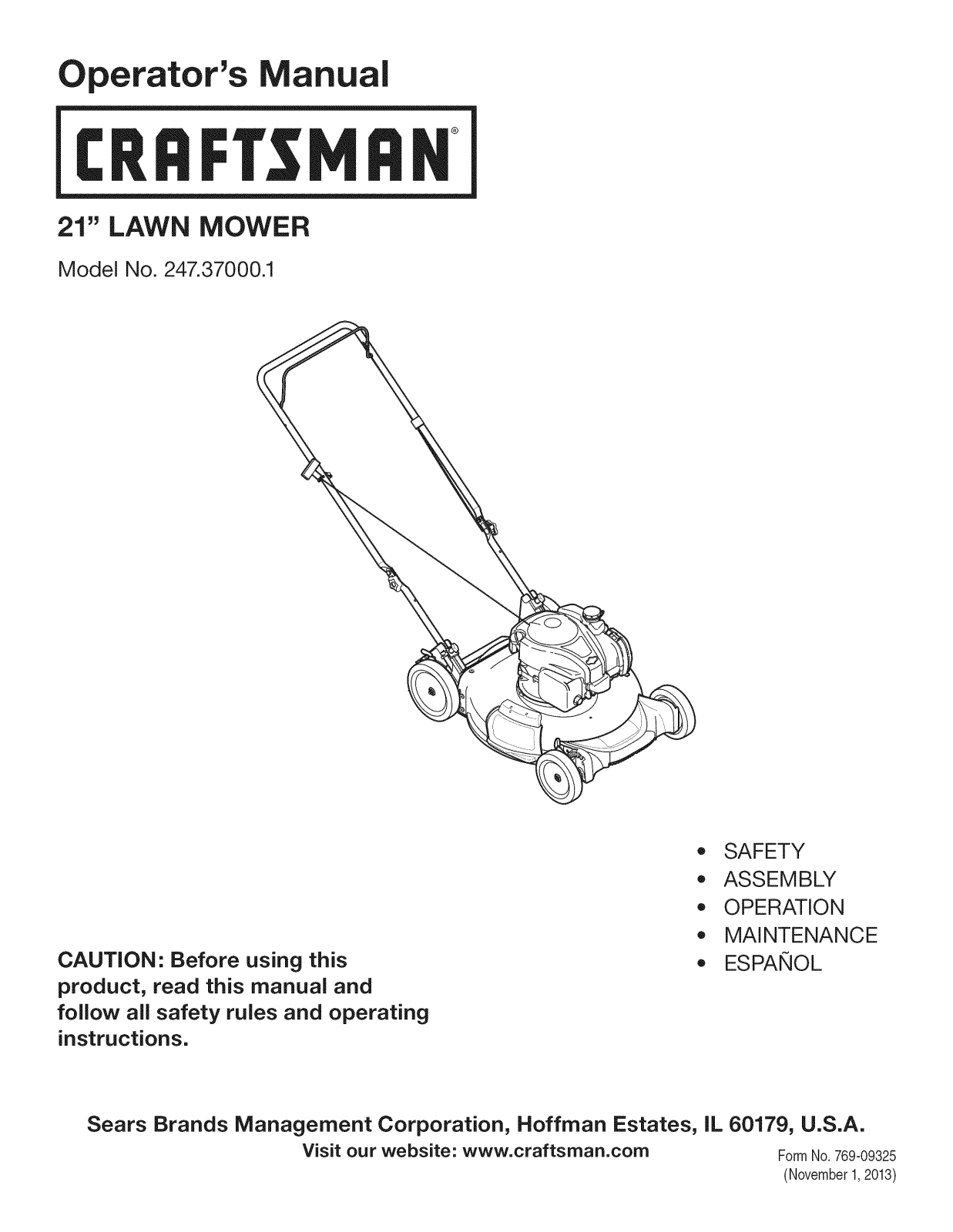 Craftsman 247370001 Owner’s Manual