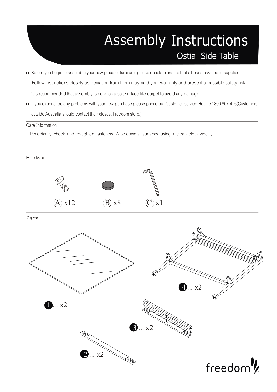 Freedom Ostia Side Table Assembly Instruction