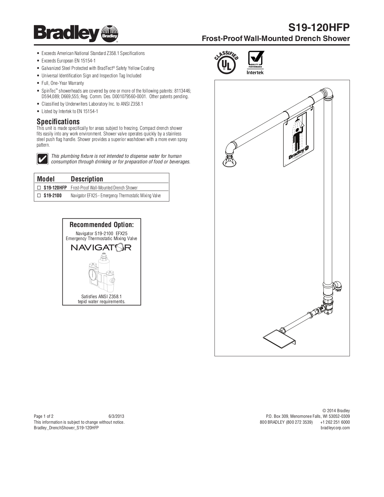 Bradley Corporation S19-120HFP User Manual