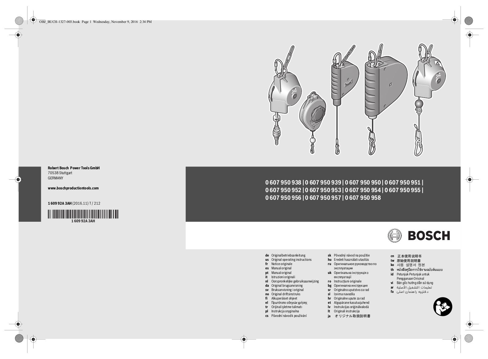 Bosch 0 607 950 938, 0 607 950 939, 0 607 950 950, 0 607 950 951, 0 607 950 952 User Manual