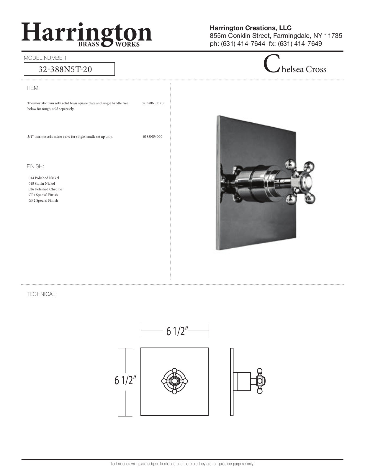 Harrington Brass Works HBWK1237 Specification sheet - ManualMachine.com