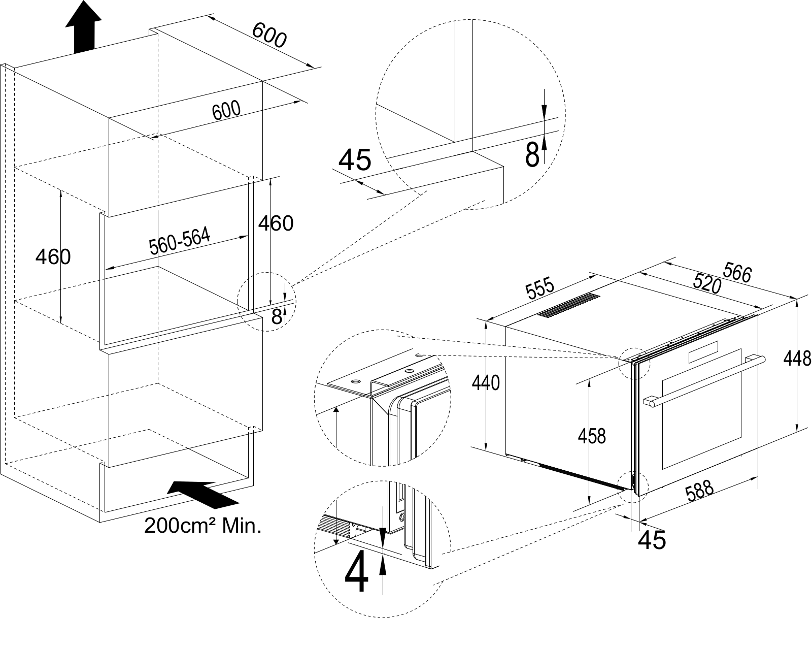 Temptech SOMZ45SB, SOM45SES Dimensions