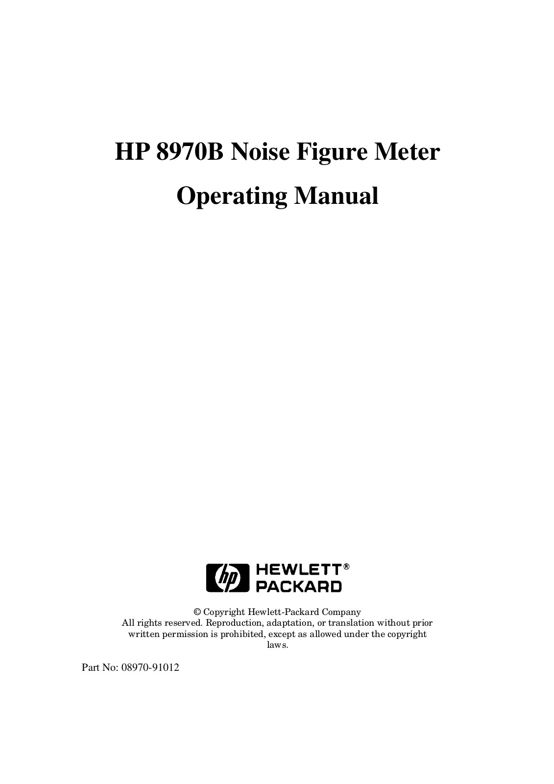 HP 8970B User Manual