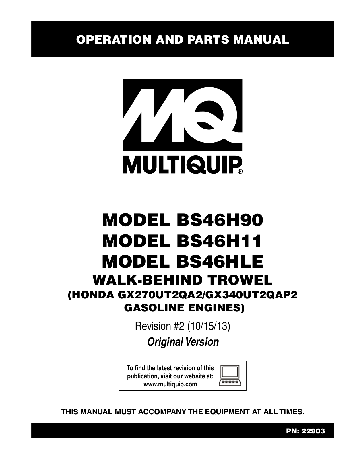 Multiquip BS46H90, BS46H11, BS46HLE User Manual