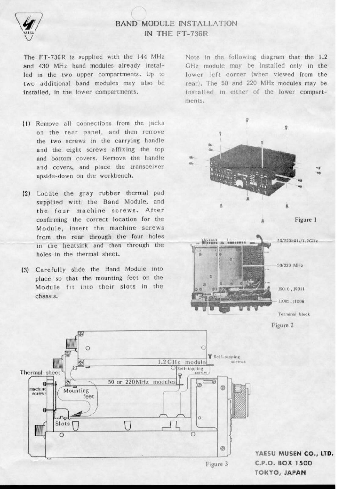 Yaesu FT-736 Installation Instruction