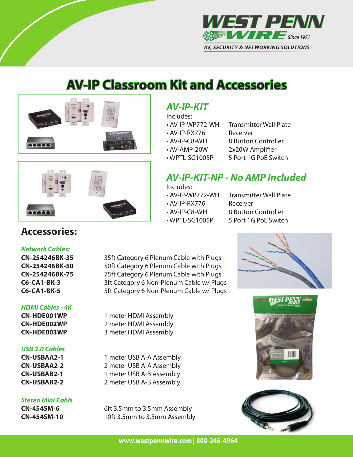 West Penn AV-IP-KIT-NA, AV-IP-KIT Specsheet