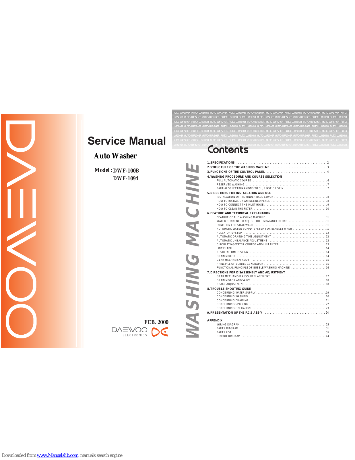 Daewoo DWF-100B Service Manual