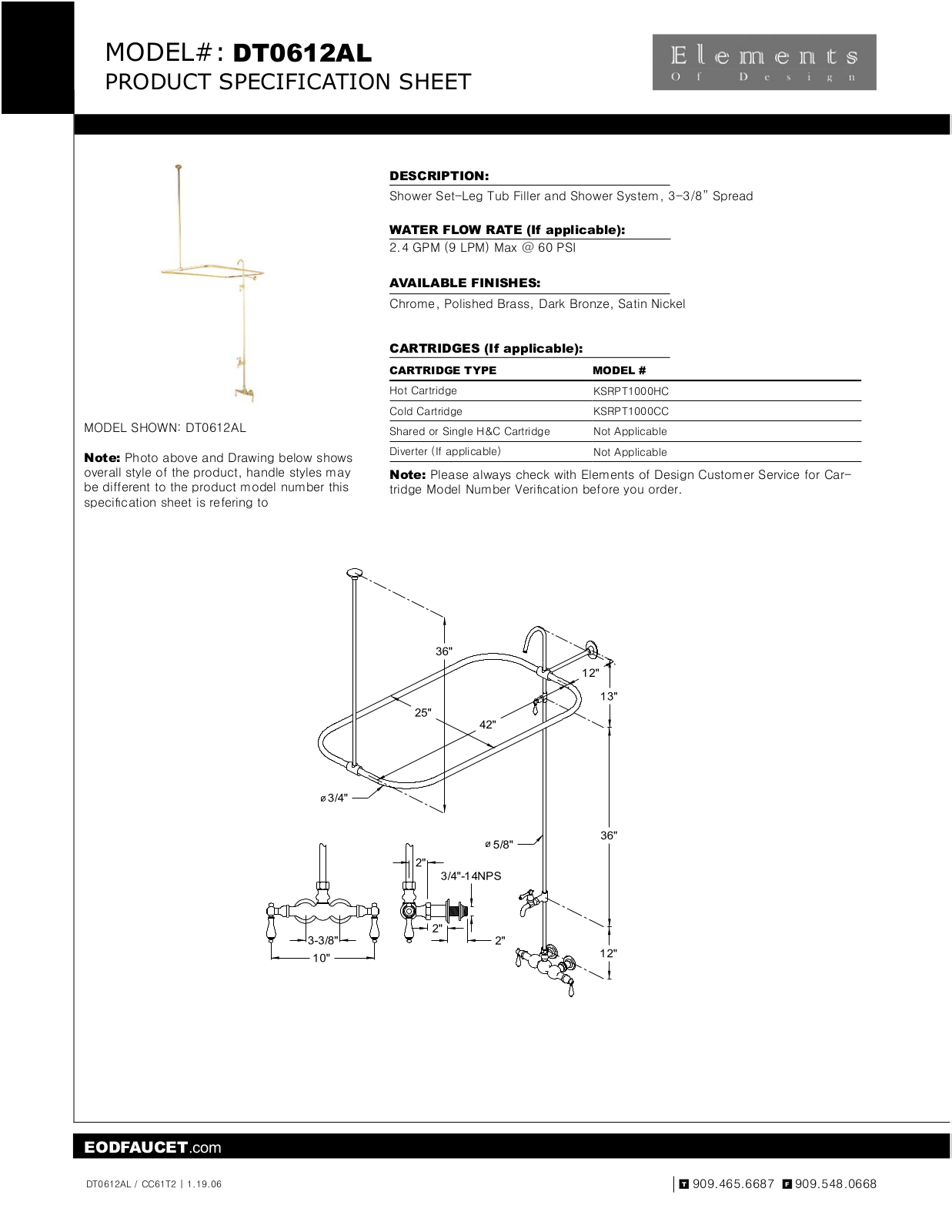 Elements of Design EDE1691 Specification Sheet - ManualMachine.com