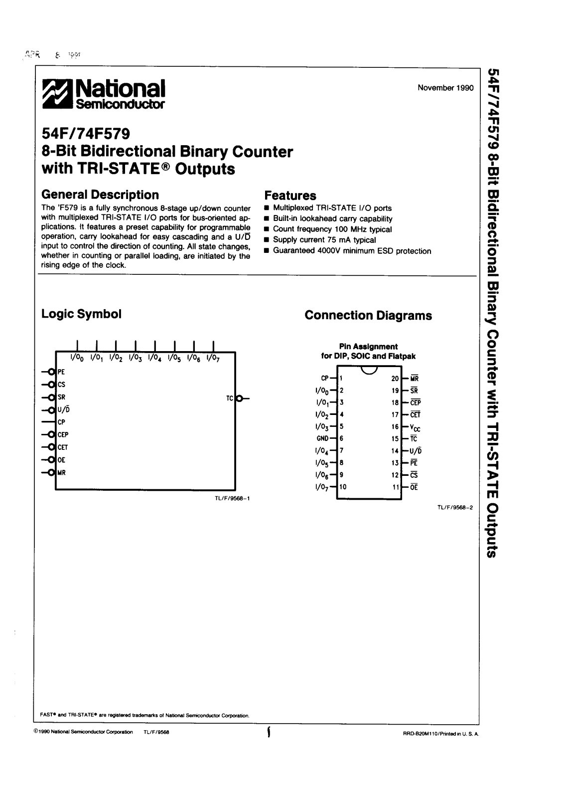 NSC 74F579SCX, 74F579SCQR, 74F579PCX, 74F579PCQR, 54F579SMX Datasheet