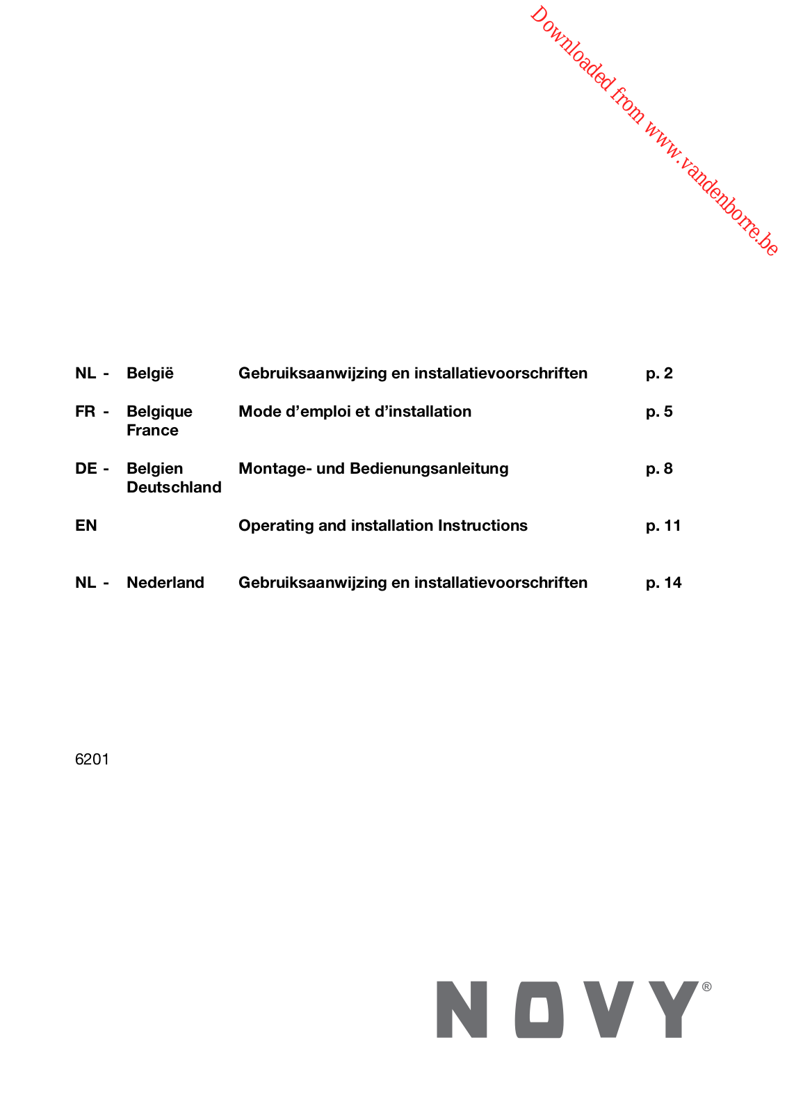 NOVY 6201 User Manual