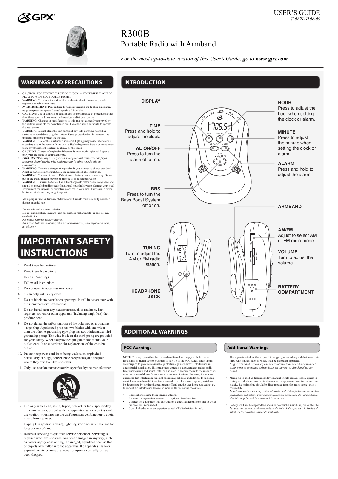 GPX R300B User Manual