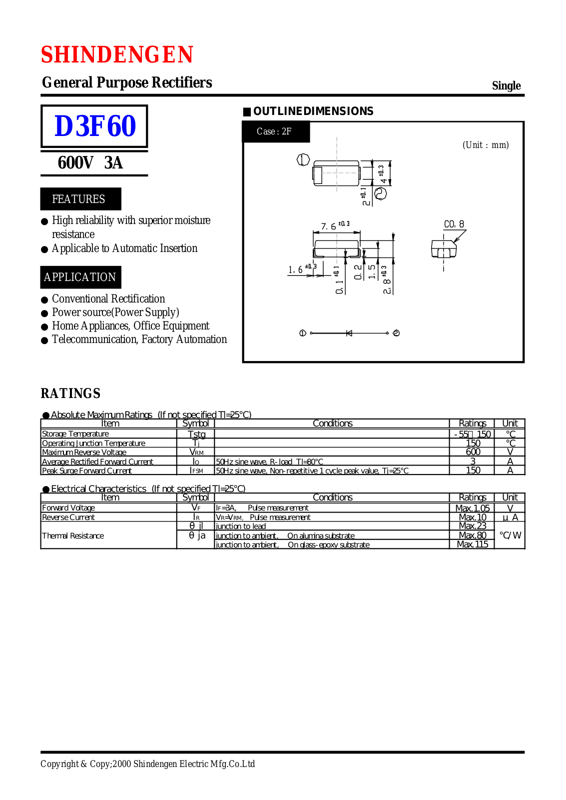 Datasheet D3F60 Datasheet (Shindengen) - ManualMachine.com