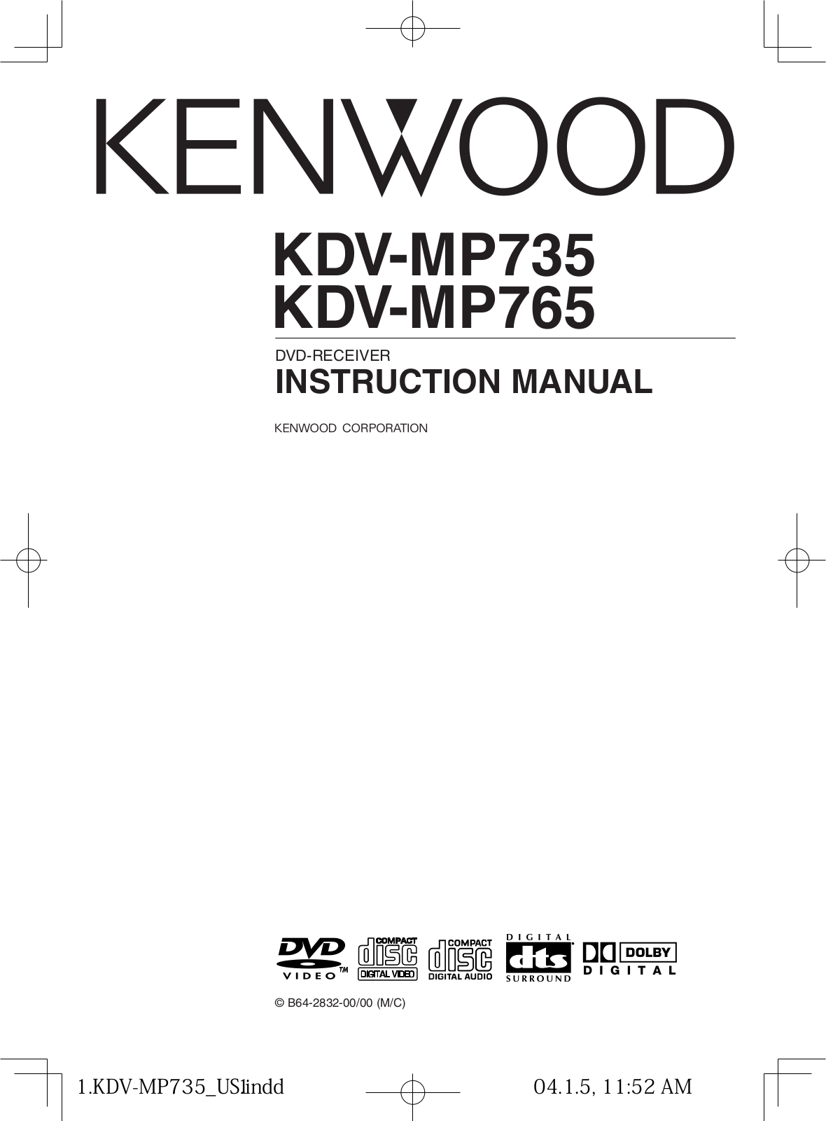 Kenwood KDV-MP765, KDV-MP735 User Manual