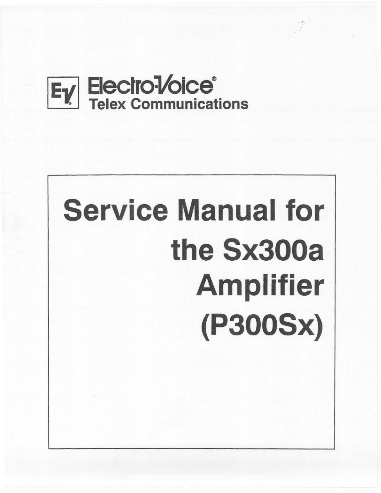 ELECTRO-VOICE SX300A User Manual