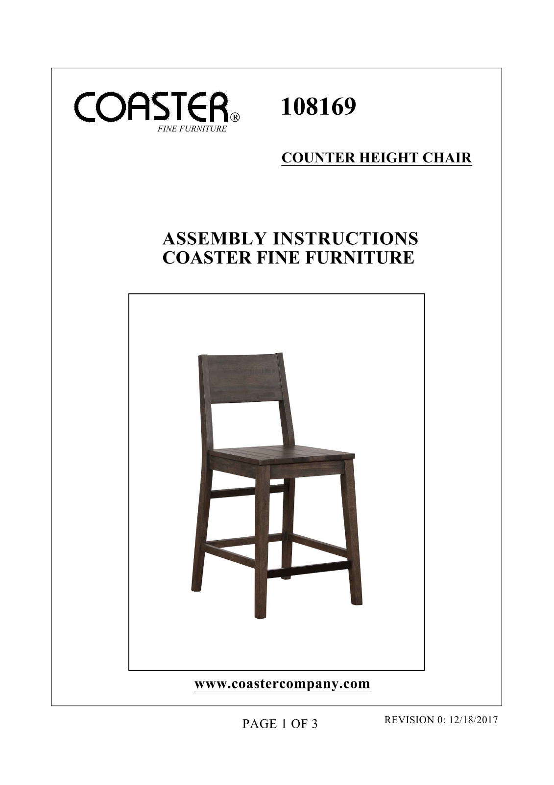 Coaster 108169 Assembly Guide