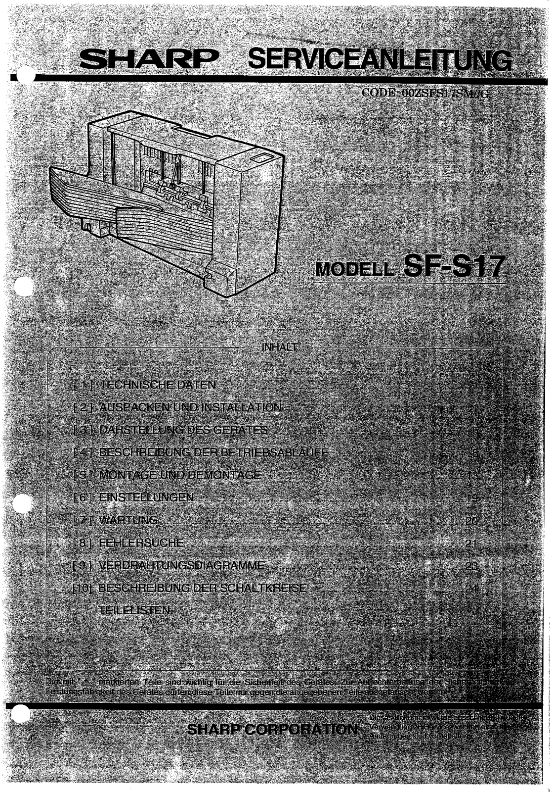 SHARP sfs17smd Service Manual