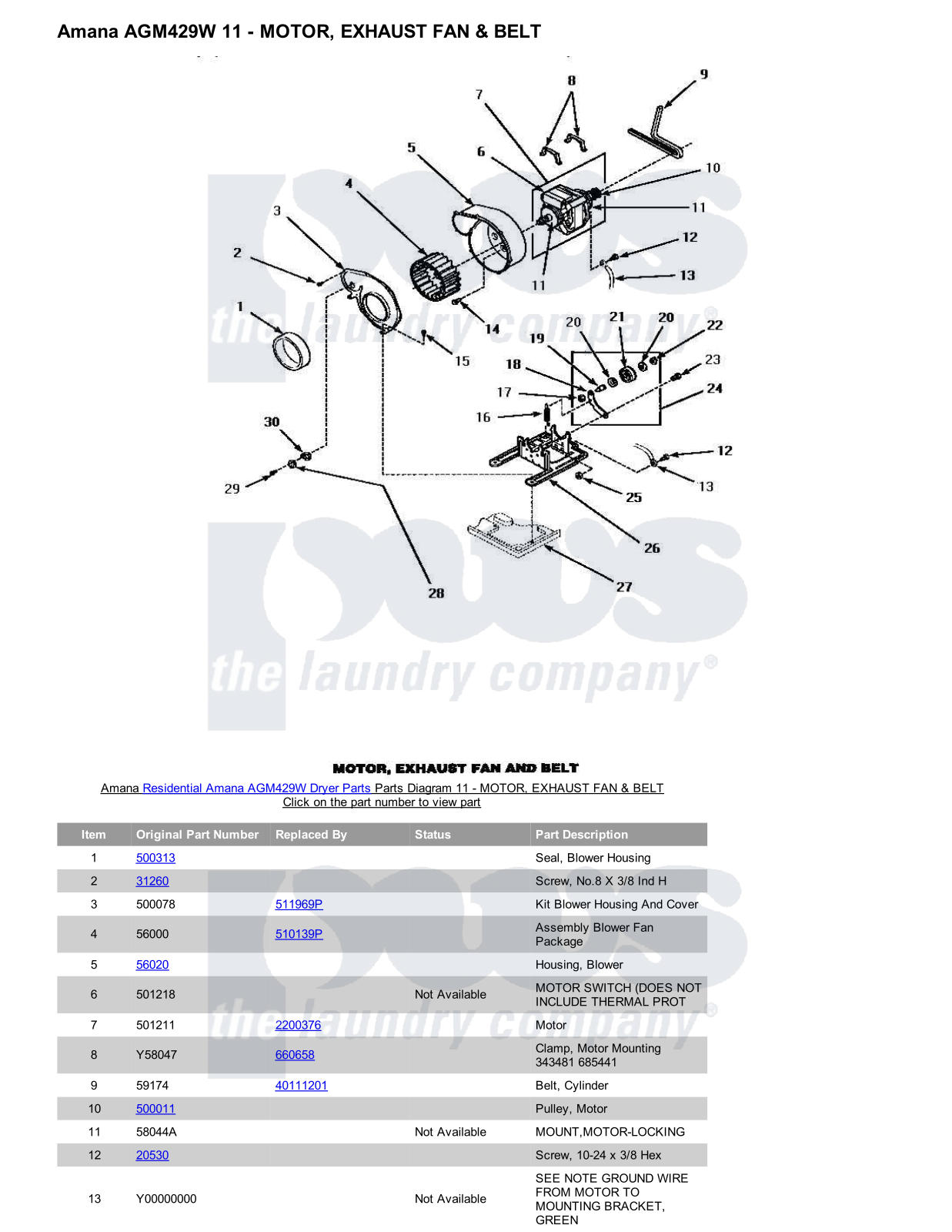 Amana AGM429W Parts Diagram