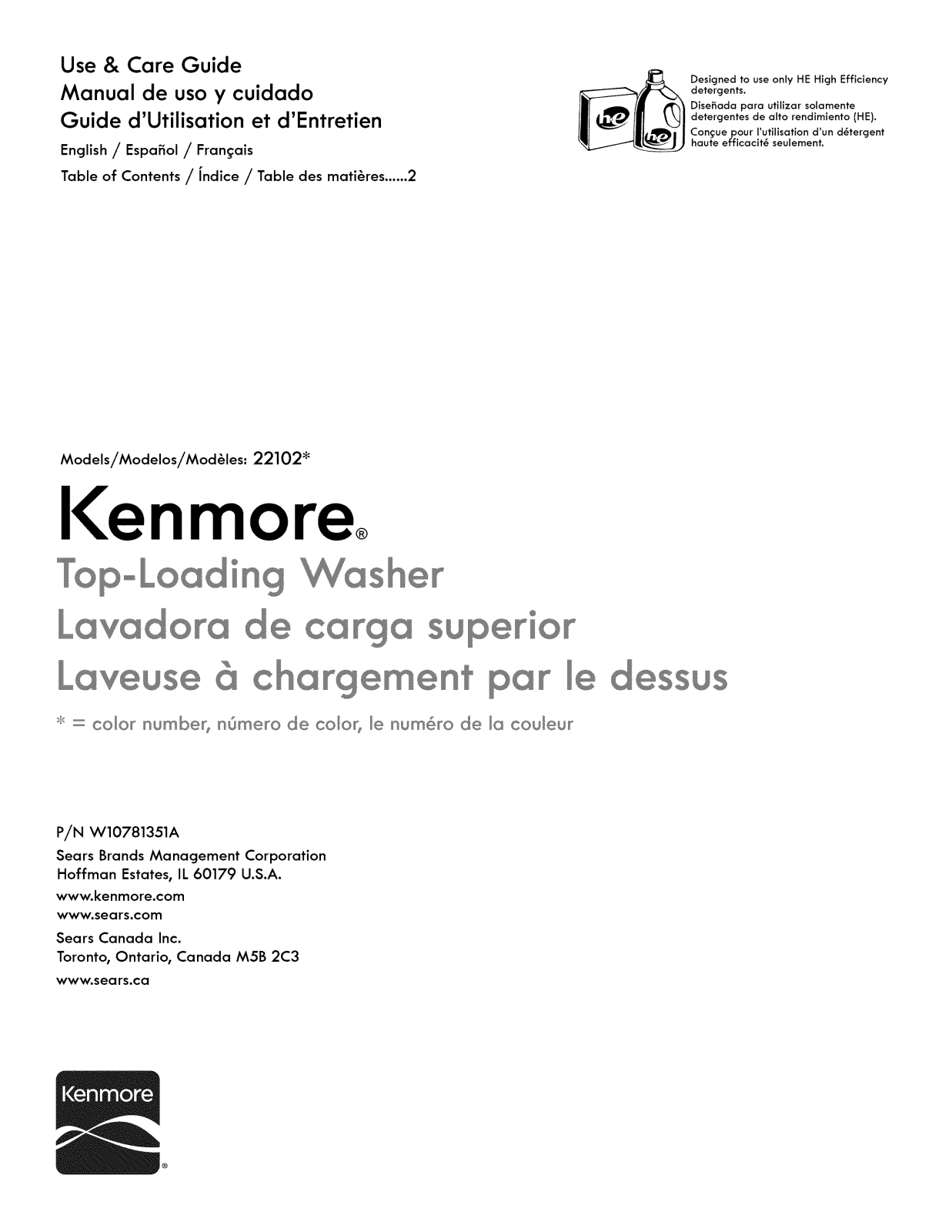 Kenmore 11022102312 Owner’s Manual