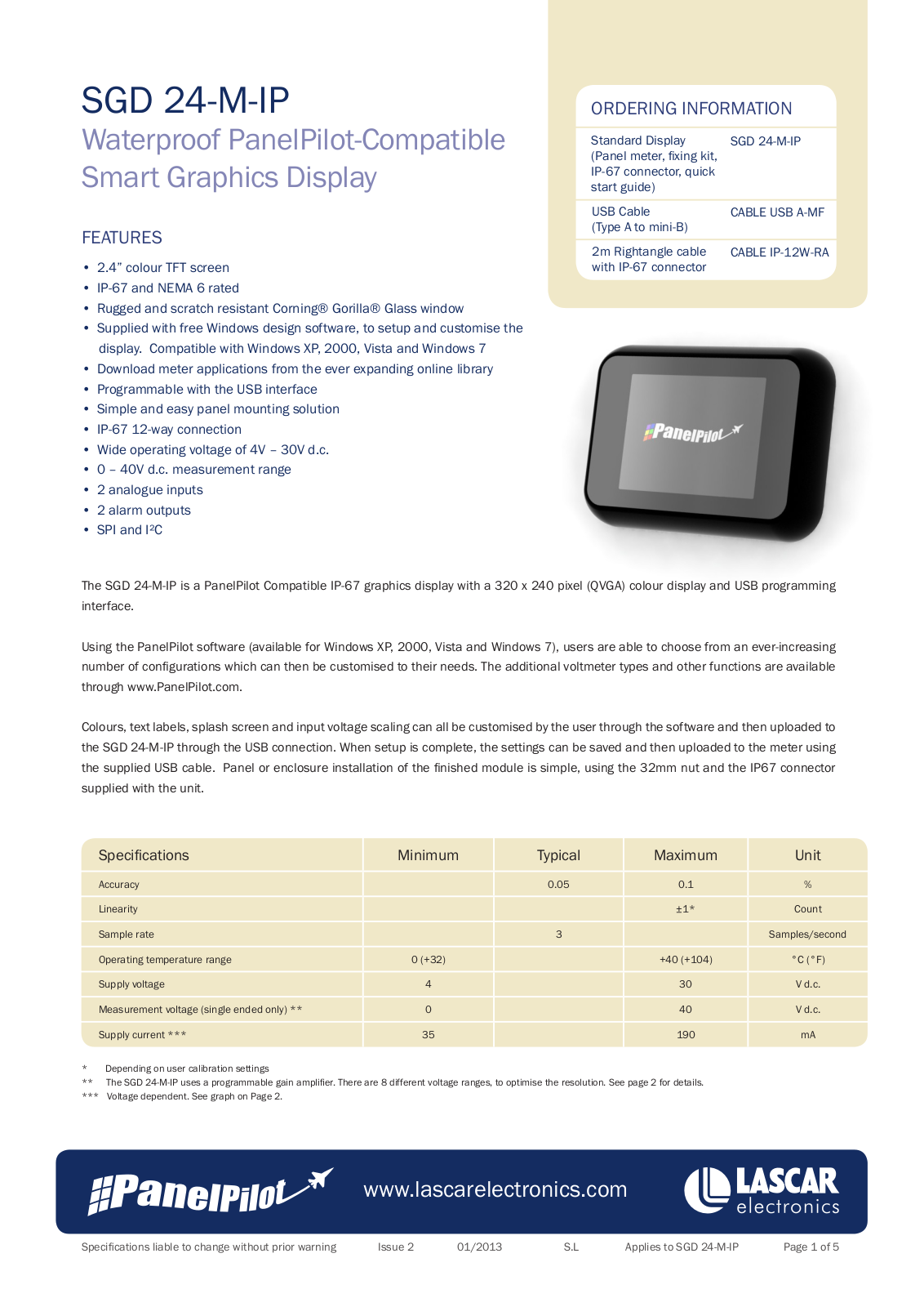 Lascar SGD 24-M-IP Data Sheet