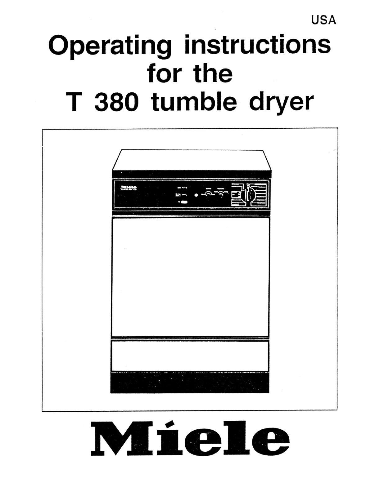 Miele T380 Operating instructions