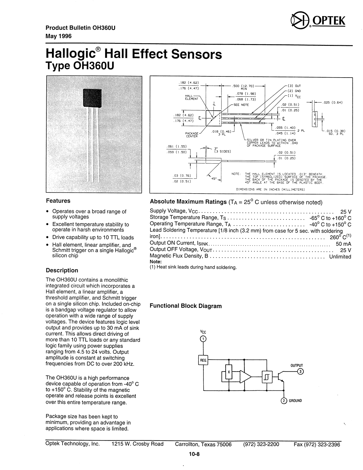 OPTEK OH360U Datasheet